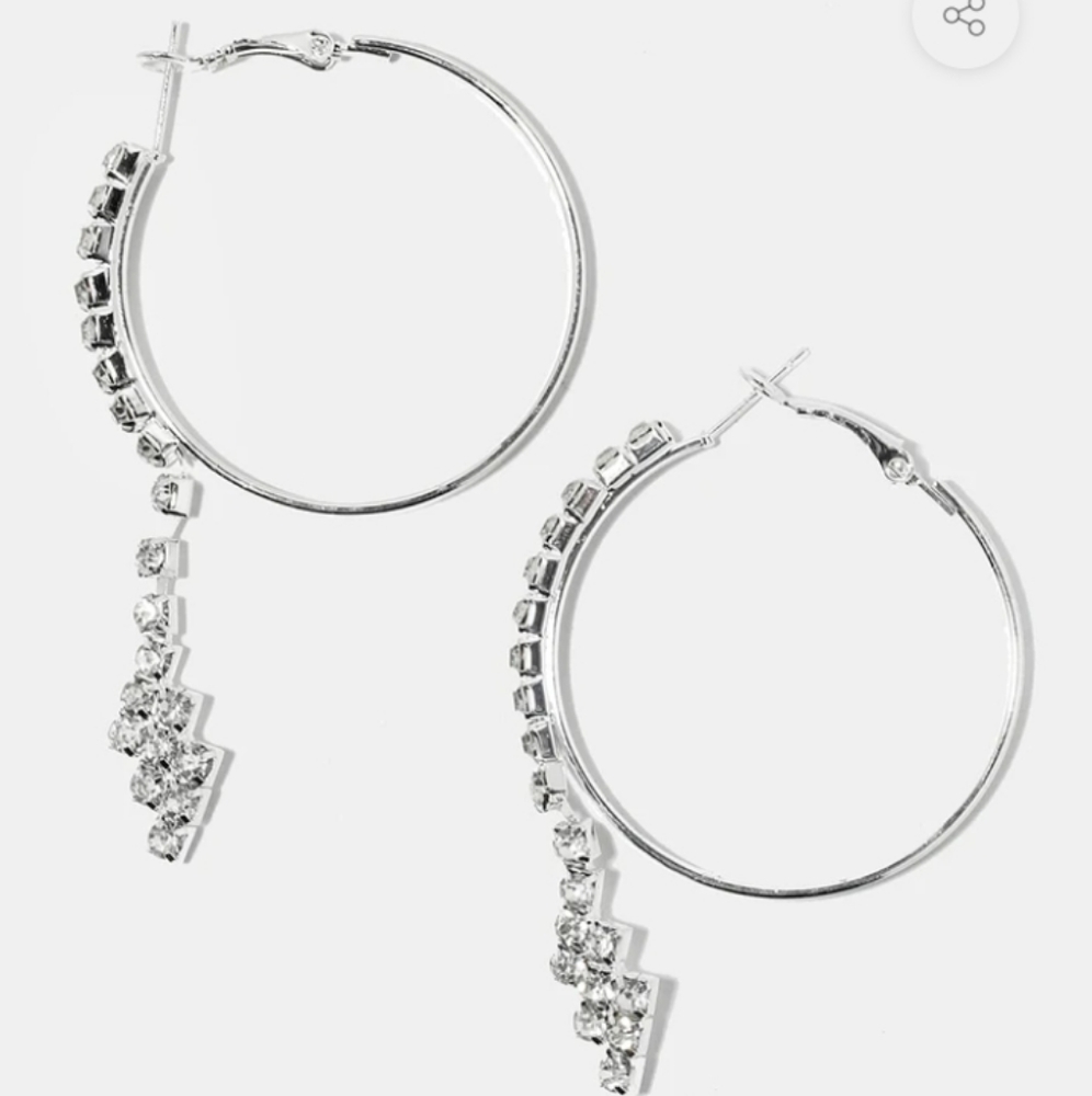 ❤ 4/$15❤ Silver Tone Gemstone Dangle Hoop Earrings